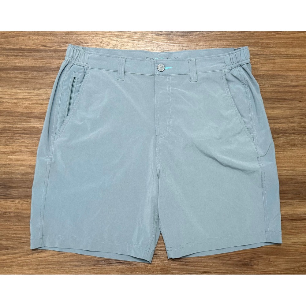 Free Fly Mens Utility II Performance Hybrid 7" Shorts Blue Grey Sz L